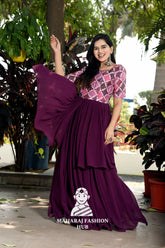 Faux Blooming Gown with Chinnon Print & Double Flair Elegance